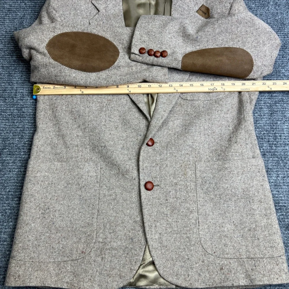 Stafford Country Collection Mens 42R Tweed Sport Coat Elbow Patches